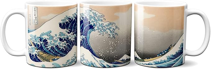 Taza Ola Kanagawa Hosukai Ukiyo-e Estampa Japonesa Japón Ceramica 330 mL