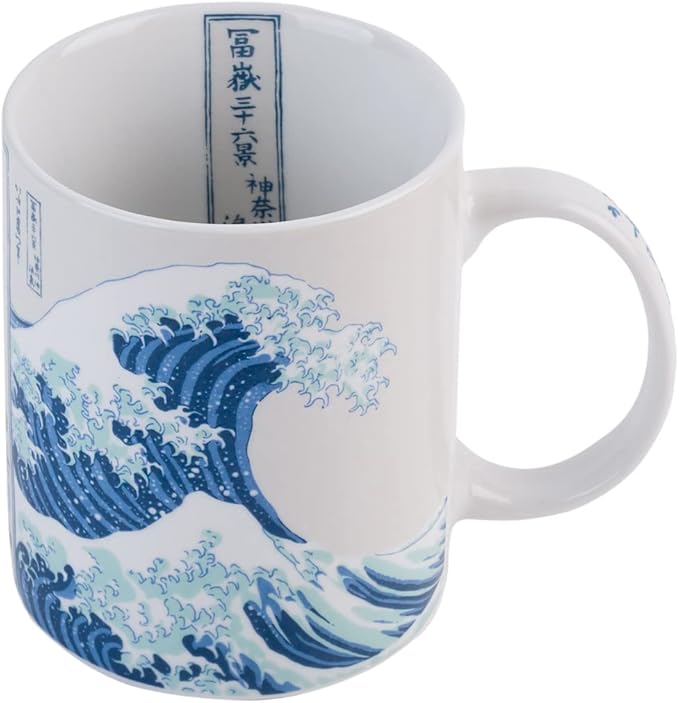 Grupo Erik Taza Ola Kanagawa - Taza desayuno - Taza cerámica 300ml - Taza te - Taza café